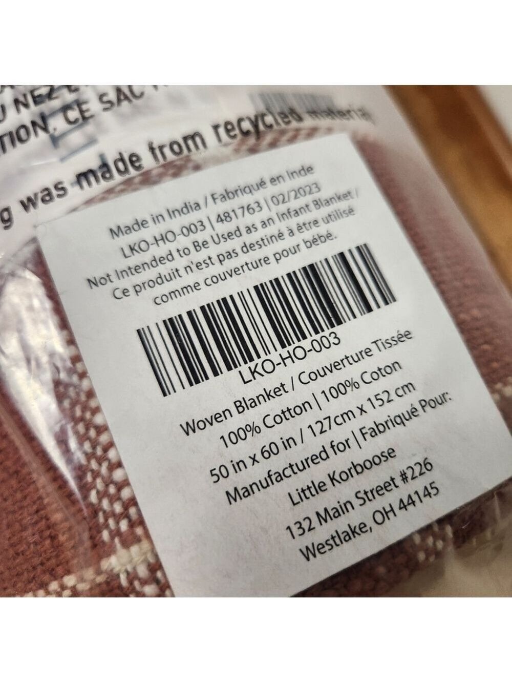 Little Korboose Woven Throw Blanket Rust NWT April Nemeth - Picture 8 of 9